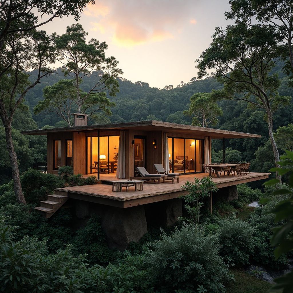 Eco-lodge retreat in forest setting